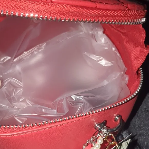 NEW🔥Badgley Mischka Mini Red and Gold Quilted Bag with Elegant Chains🔥 - Picture 6 of 9